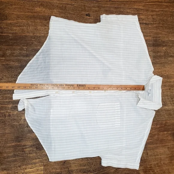 Madewell white- Beige button down short sleeve white shirt Size XL Cotton - Picture 4 of 11